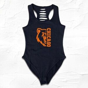 Black/Orange Chicago Football Bodysuit, CHI-TOWN Girl Shirt